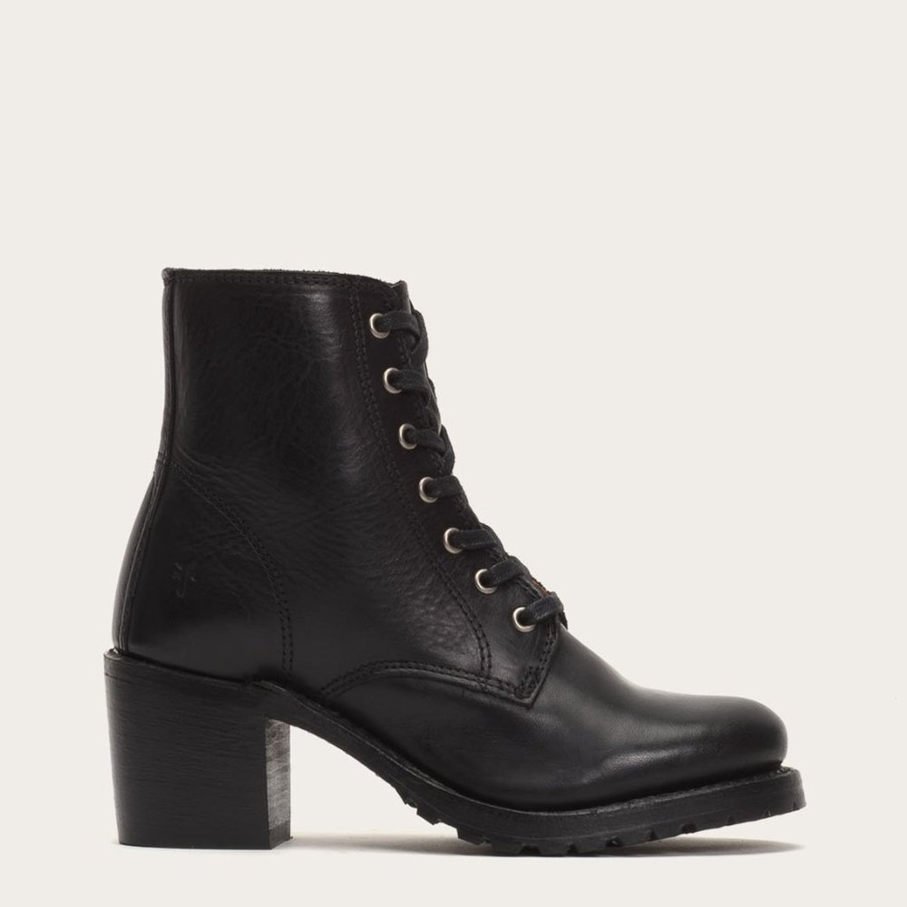 Frye Sabrina 6G Black Lace Up Combat Ankle Bootie - Picture 2 of 16